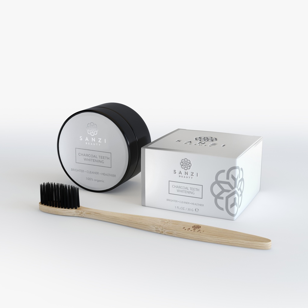 Sanzi Charcoal tannhvíttunarefni + tannbursti